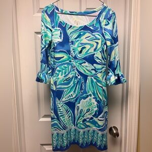 Lilly Pulitzer Blue & Green Print Shift Dress – XS